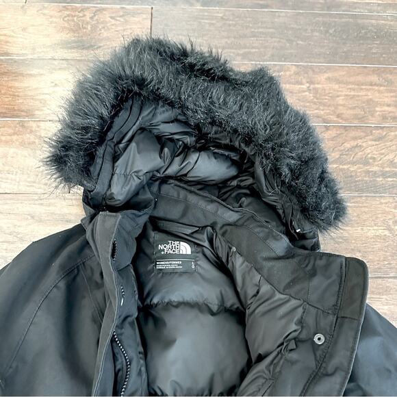 THE NORTH FACE Gotham Hyvent Jacket LARGE Parka Black Removable Faux Fur Hood - Picture 5 of 13